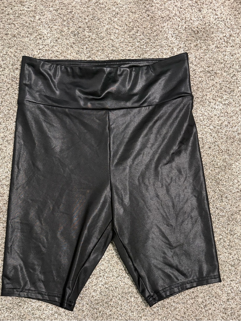 wild fable Black Faux Leather High-Waist Bike Shorts size medium